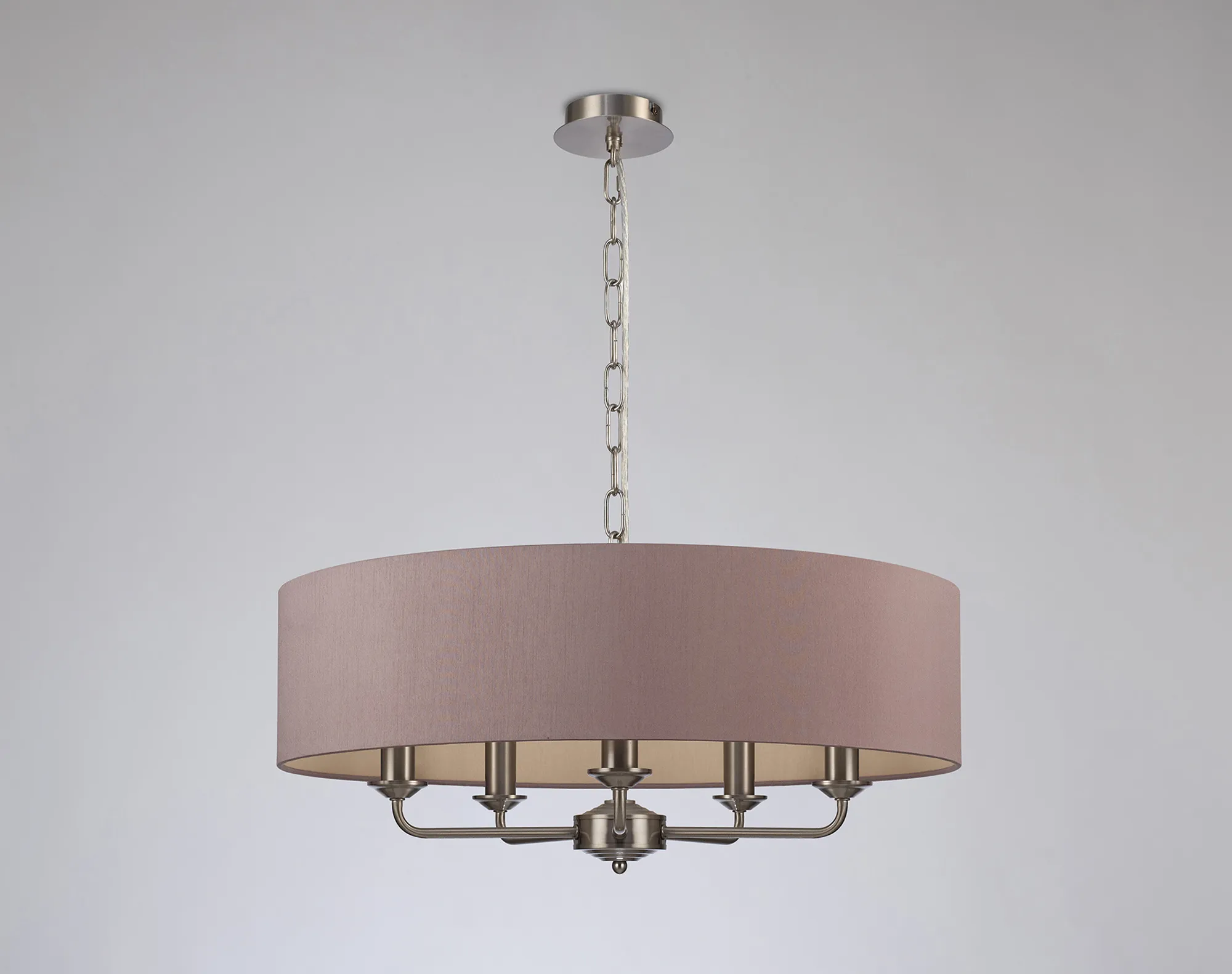 Banyan 60cm 5 Light Pendant Satin Nickel, Taupe/Halo Gold DK0069  Deco Banyan SN TA